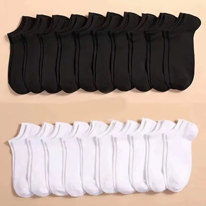 5/10/20/30 Pairs Women/Men Boat Socks Invisible Low Cut Silicone Summer No-Show Ankle Socks Solid Color Casual Breathable