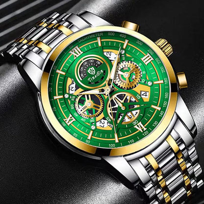 TINAIBIN New Multifunctional Luxury Men'S Watch, Equipped with Original Swiss Movement, Featuring Dual Calendar, Mechanical Style, Sapphire Crystal, Stainless Steel Strap, and Luminous Waterproof Design.
