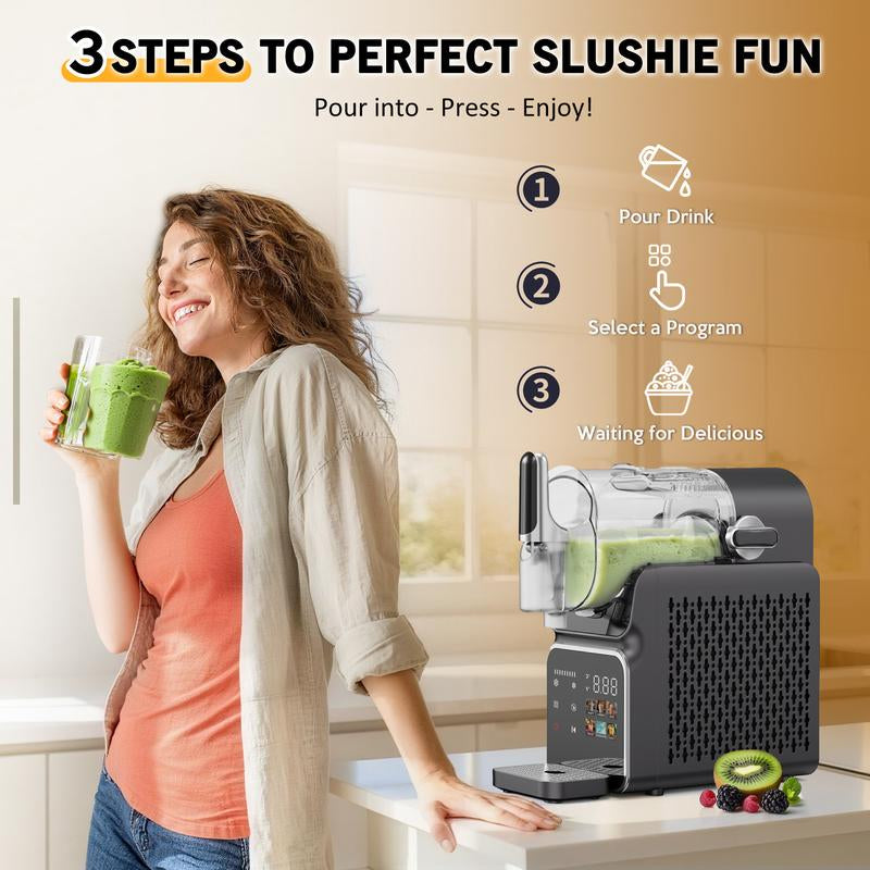 【Black Friday Deal】Smart Slushie Machine, No Ice Needed, 6 Preset Modes, LED Touchscreen, Auto Cleaning, Child Lock, Perfect for Smoothies, Cocktails & Milkshakes
