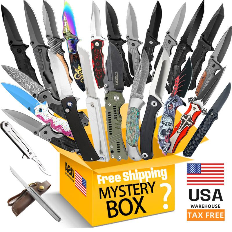 1 PCS Folding Knife, Mysterious Gift Box (Random Surprise Sent), Professionally Selected, Stainless Steel Knife, Multifunctional Outdoor Folding Knife, Limited Edition Halloween Version(May God Bless the Lucky Person with an Extra Knife or Whistle)