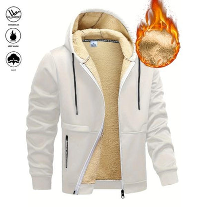Men'S Winter Fleece Hoodie - Thick, Warm Jacket with Adjustable Drawstring Hood, Ribbed Cuffs, and Zipper Front Closure; Perfect for Outdoor Hiking, Jogging, Fishing, Gym Workouts, or Casual Wear; Fleece Lining Provides Windproof Structure Coats Menswear
