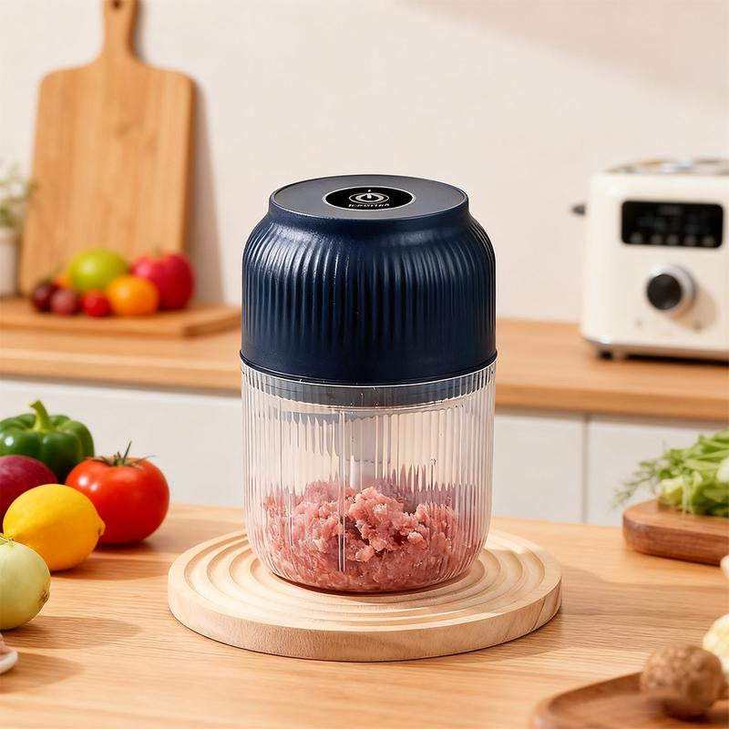 Electric Garlic Chopper, 4 Sharp Blades，Portable Veggie Chopper, 300ML Garlic Grinder Masher Onion Chopper, Blender to Vegetable, Cordless Food Processor for Ginger, Chili, Fruit, Meat, Spices, Beans, Etc