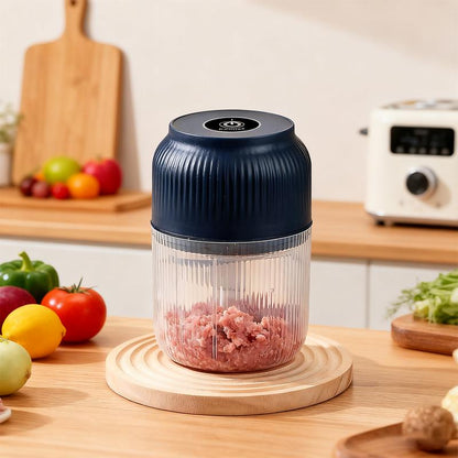 Electric Garlic Chopper, 4 Sharp Blades，Portable Veggie Chopper, 300ML Garlic Grinder Masher Onion Chopper, Blender to Vegetable, Cordless Food Processor for Ginger, Chili, Fruit, Meat, Spices, Beans, Etc