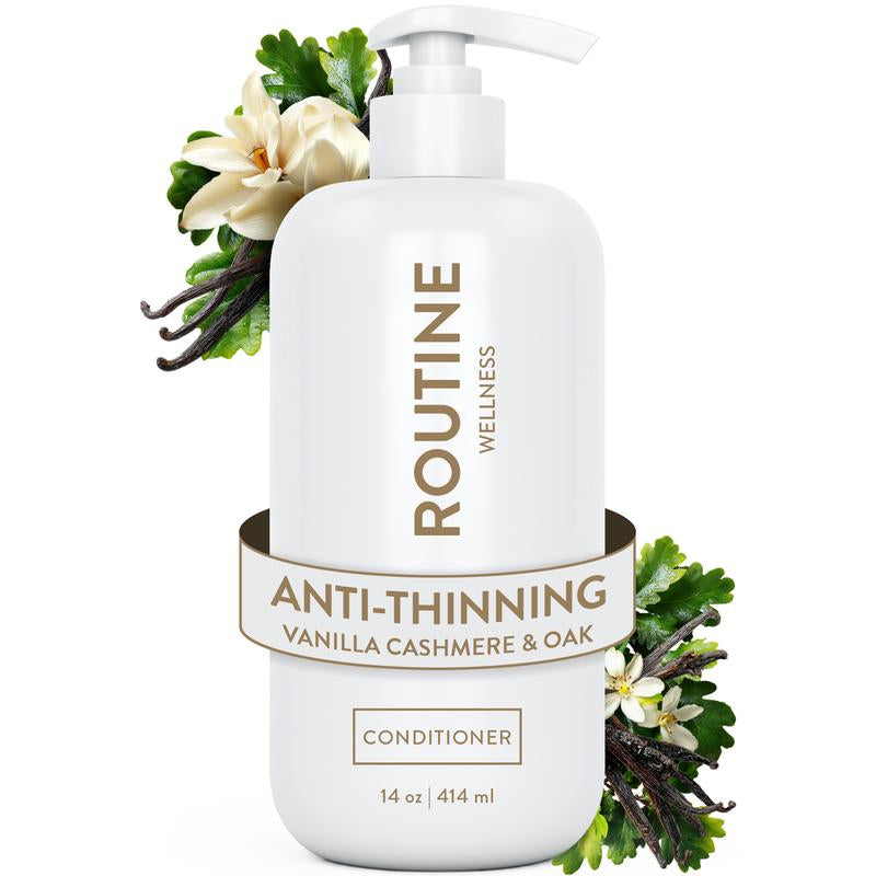 Routine Wellness Anti-Thinning Vanilla Cashmere & Oak Set - Volumizing, Strengthening, Hair Growth Support, Paraben Free, Sulfate Free, Vegan - 14 Oz