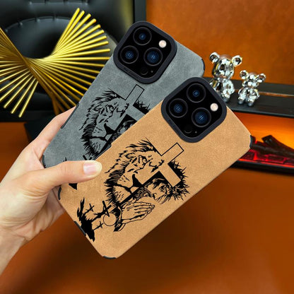 Jesus Cross Fur Phone Case Suitable for Iphone 17 Air 16 15 14 13 12 11 Pro Max plus X XS Max TPU Leather anti Drop, Shockproof, anti Slip Full Screen Protective Cover-Zq30