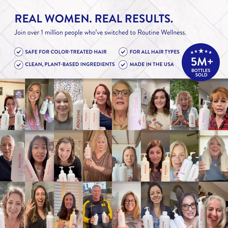 Routine Wellness Anti-Thinning Vanilla Cashmere & Oak Set - Volumizing, Strengthening, Hair Growth Support, Paraben Free, Sulfate Free, Vegan - 14 Oz