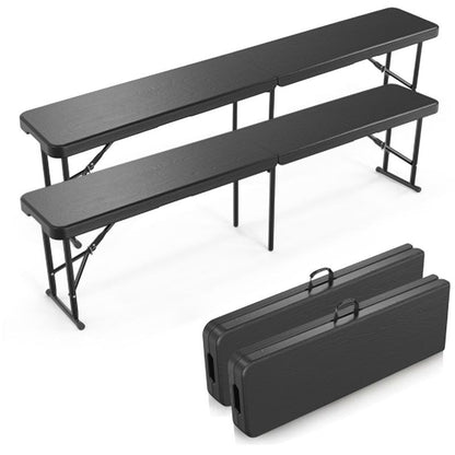 6 Feet Plastic Folding Bench,Portable In/Outdoor Picnic Party Camping Dining Seat, Garden Soccer Multipurpose Entertaining Activities, 1 Pack & 2 Pack