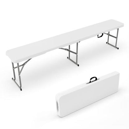 6 Feet Plastic Folding Bench,Portable In/Outdoor Picnic Party Camping Dining Seat, Garden Soccer Multipurpose Entertaining Activities, 1 Pack & 2 Pack