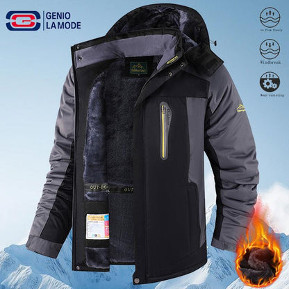Men'S Windproof and Warm Fleece-Lined Winter Jacket - Soft Shell Construction, Adjustable Hem and Cuff, Zippered Pockets, Polyester Lining. Perfect for Skiing and Winter Hiking. Warm and Comfortable, Ideal for Men'S Winter Outerwear. Waterproof Windproof