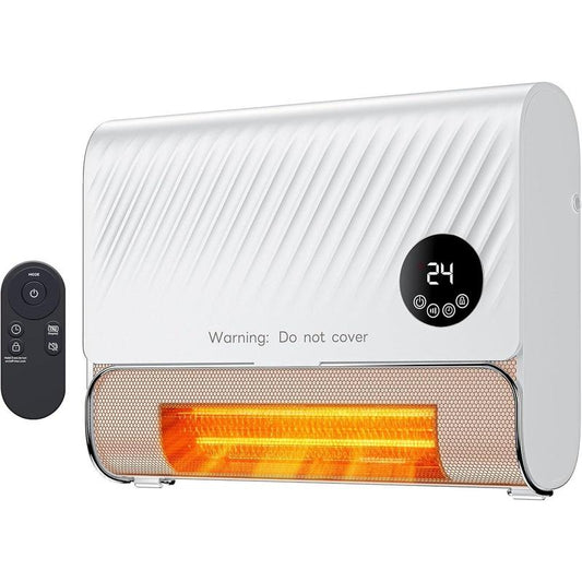 Ultra-Quiet 1000W Smart Wall Heater, Dual Color Option (Dark Grey/Pure White), Remote Control, under 35Db, Safe for Kids & Pets | #Wallheater #Smarthome #Bedroomheater #Spaceheater #Homedecor