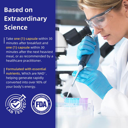 HIILEATHY NAD+ Pro Max - Pure 300Mg NAD+ Coq10 & Resveratrol Supplement with Black Pepper Extract for Energy Focus Heart Health Anti-Aging 60 Veggie Capsules Made in USA - Healthcare