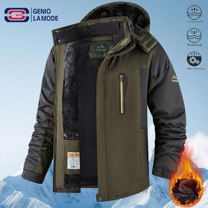 Men'S Windproof and Warm Fleece-Lined Winter Jacket - Soft Shell Construction, Adjustable Hem and Cuff, Zippered Pockets, Polyester Lining. Perfect for Skiing and Winter Hiking. Warm and Comfortable, Ideal for Men'S Winter Outerwear. Waterproof Windproof