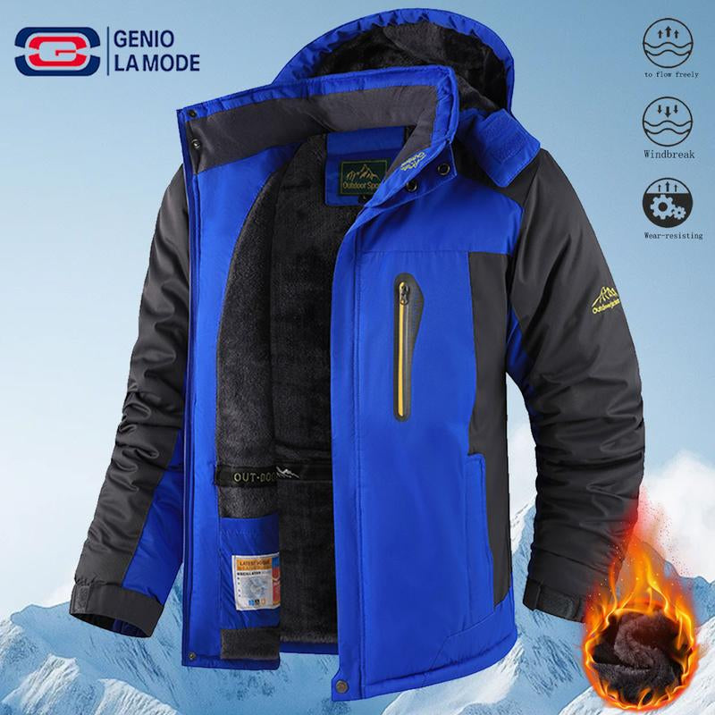 Men'S Windproof and Warm Fleece-Lined Winter Jacket - Soft Shell Construction, Adjustable Hem and Cuff, Zippered Pockets, Polyester Lining. Perfect for Skiing and Winter Hiking. Warm and Comfortable, Ideal for Men'S Winter Outerwear. Waterproof Windproof
