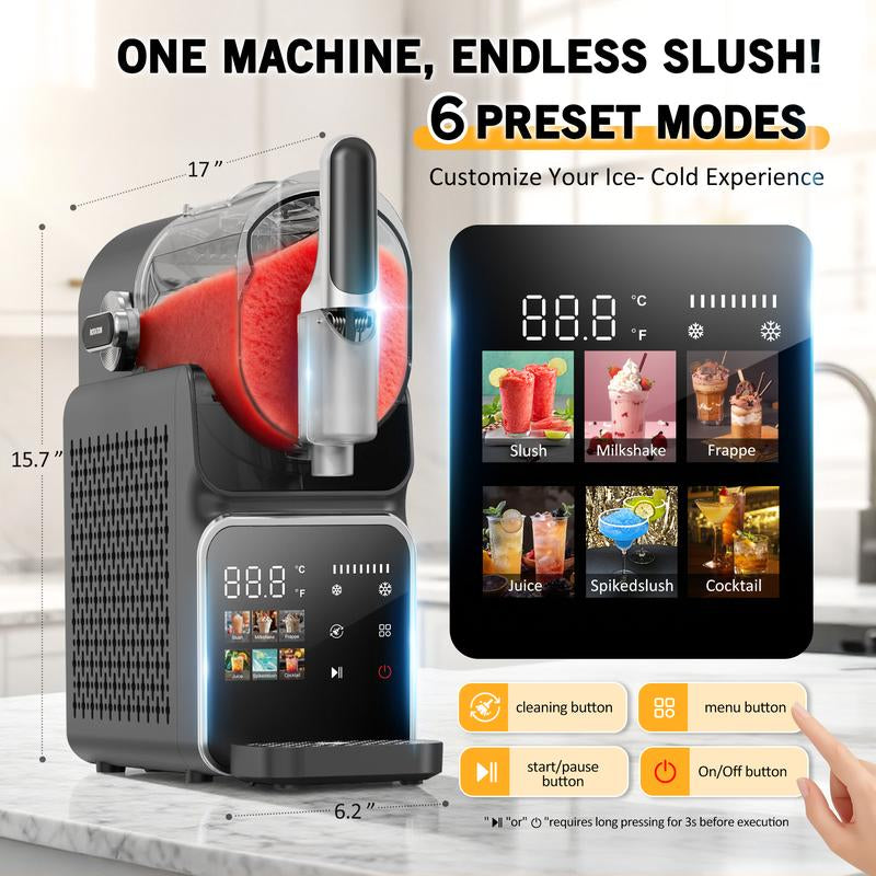 【Black Friday Deal】Smart Slushie Machine, No Ice Needed, 6 Preset Modes, LED Touchscreen, Auto Cleaning, Child Lock, Perfect for Smoothies, Cocktails & Milkshakes