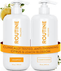 Routine Wellness anti Thinning Jasmine & Rosewater Shampoo + Conditioner Set - Volumizing, Strengthening, Hair Growth Formula, Paraben Free, Sulfate Free, Vegan - 14 Oz Each