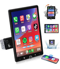 10.4" Single Din Single Din Touchscreen Car Stereo with Wireless Carplay& Android Auto, Adjustable Car Radio with Bluetooth, Mirror Link, FM Radio, Subwoofer, SWC, Backup Camera