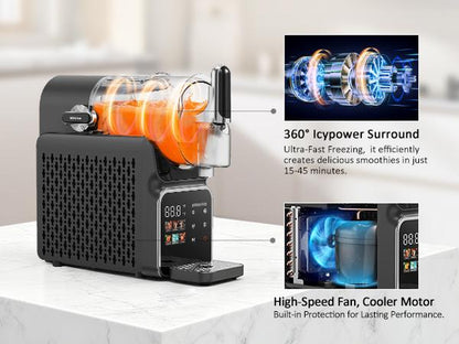 【Black Friday Deal】Smart Slushie Machine, No Ice Needed, 6 Preset Modes, LED Touchscreen, Auto Cleaning, Child Lock, Perfect for Smoothies, Cocktails & Milkshakes