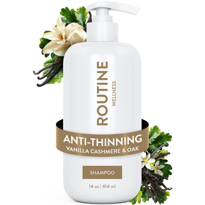 Routine Wellness Anti-Thinning Vanilla Cashmere & Oak Set - Volumizing, Strengthening, Hair Growth Support, Paraben Free, Sulfate Free, Vegan - 14 Oz