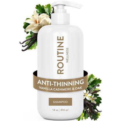 Routine Wellness Anti-Thinning Vanilla Cashmere & Oak Set - Volumizing, Strengthening, Hair Growth Support, Paraben Free, Sulfate Free, Vegan - 14 Oz